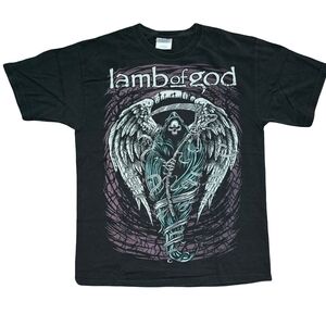 Vintage Y2K Lamb of God Reaper Skull Wings Metal Band T Shirt Medium